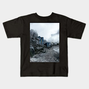 Buildings In The Foggy Mountains Kids T-Shirt